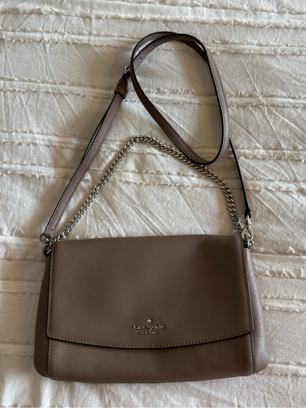 kate spade Taupe Saffiano Flap Crossbody - Picture 3 of 12